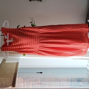 Anthropologie Sleeveless Seersucker Coral Dress with pockets - Size XS